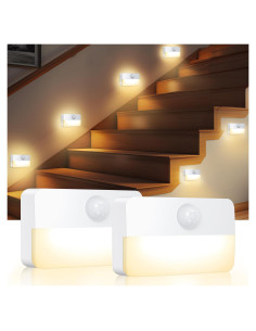 Luz de Escalera LED AMIR con Sensor de Movimiento 2 Pcs 40 Lúmenes