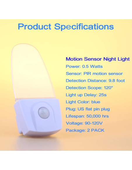 Luz Nocturna LED CICINY con Sensor de Movimiento 0.5W Azul