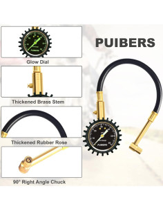 Manómetro de Presión de Neumáticos PUIBERS 60 PSI con Chuck 90 2