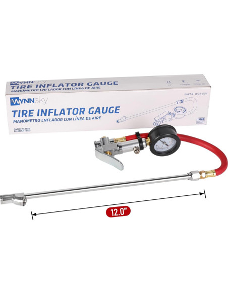 Inflador de Neumáticos WYNNsky con Manómetro 30.48 cm 160 PSI