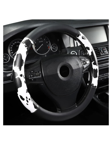 Cubierta de Volante ZHOL Diseño Vaca 14.5-15" Cuero Antideslizante