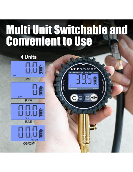 Medidor de Presión de Neumáticos Digital NexSphere 200 PSI
