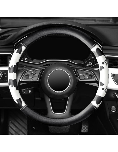 Cubierta de Volante ZHOL Diseño Vaca 14.5-15" Cuero Antideslizante Cubierta de Volante ZHOL Diseño Vaca 14.5-15" Cuero Antideslizante