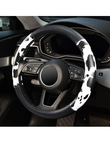 Cubierta de Volante ZHOL Diseño Vaca 14.5-15" Cuero Antideslizante