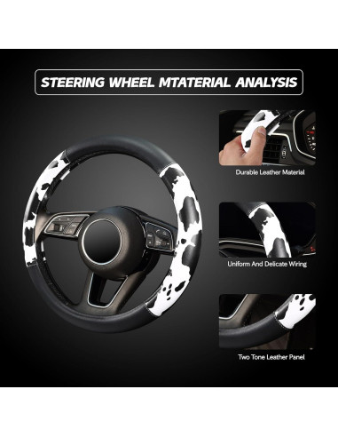 Cubierta de Volante ZHOL Diseño Vaca 14.5-15" Cuero Antideslizante