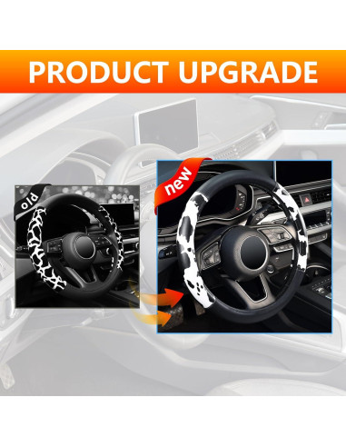 Cubierta de Volante ZHOL Diseño Vaca 14.5-15" Cuero Antideslizante