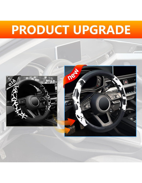 Cubierta de Volante ZHOL Diseño Vaca 14.5-15" Cuero Antideslizante Cubierta de Volante ZHOL Diseño Vaca 14.5-15" Cuero Antideslizante