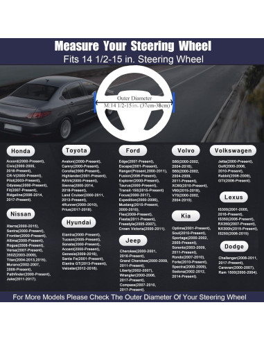 Cubierta de Volante ZHOL Diseño Vaca 14.5-15" Cuero Antideslizante