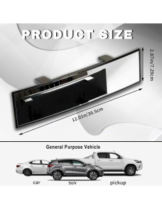 Espejo Retrovisor Panorámico Honibaoto 30.7x7.9 cm Antideslumbrante 2