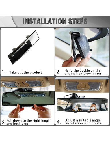 Espejo Retrovisor Panorámico Honibaoto 30.7x7.9 cm Antideslumbrante