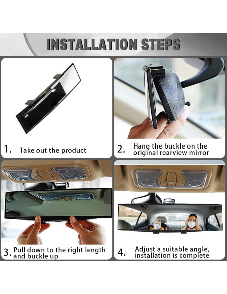 Espejo Retrovisor Panorámico Honibaoto 30.7x7.9 cm Antideslumbrante