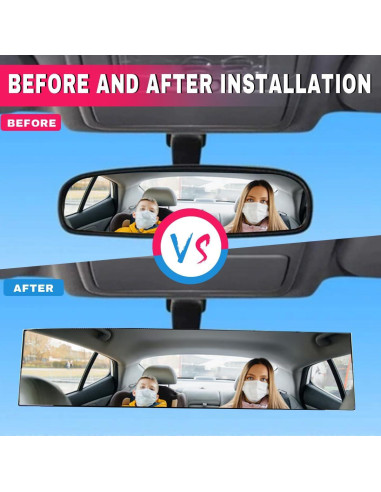 Espejo Retrovisor Panorámico Honibaoto 30.7x7.9 cm Antideslumbrante