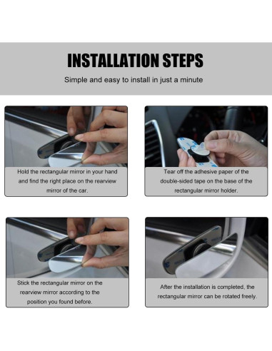 Espejo de Punto Ciego Convexo Povtii 2 PCS Ajustable 360