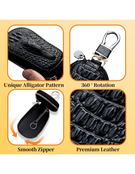 Funda de Llave de Coche Jewssi Universal de Cuero Negro