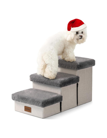 Escalera Plegable para Perros Pequeños Cozy Kiss 3 Niveles Gris