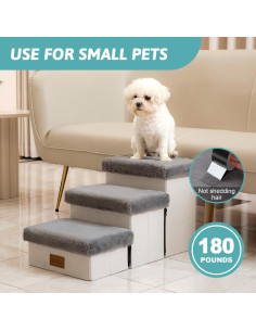 Escalera Plegable para Perros Pequeños Cozy Kiss 3 Niveles Gris 2
