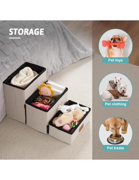 Escalera Plegable para Perros Pequeños Cozy Kiss 3 Niveles Gris