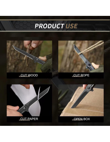 Cuchillo de bolsillo CABUGE EDC Plegable 20.3 cm Acero Inoxidable