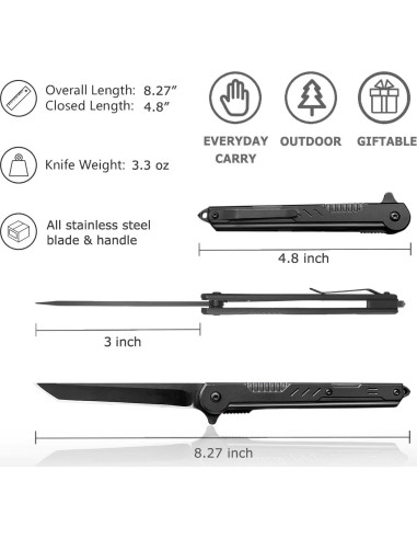 Cuchillo de bolsillo CABUGE EDC Plegable 20.3 cm Acero Inoxidable