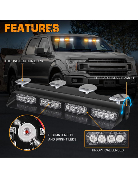 Luces Estroboscópicas de Emergencia XRIDONSEN 32W 2x35.56cm Ámbar/Blanco