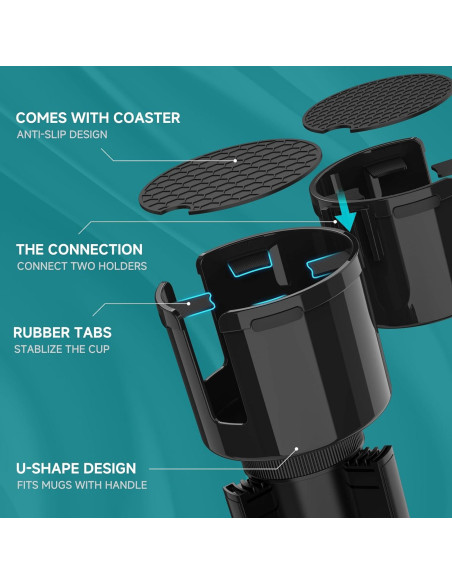 Expansor Soporte para Tazas de Auto TYKOR 2 en 1 Ajustable