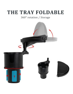 Bandeja para Portavasos de Coche LOUVERTOIL 2 en 1 Ajustable 2