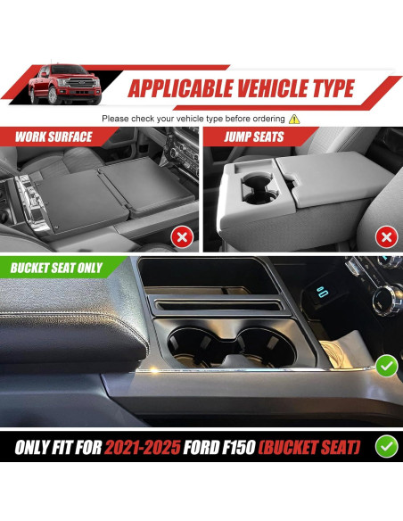 Inserto Soporte de Taza Utiiy para Ford F150 2021-2025