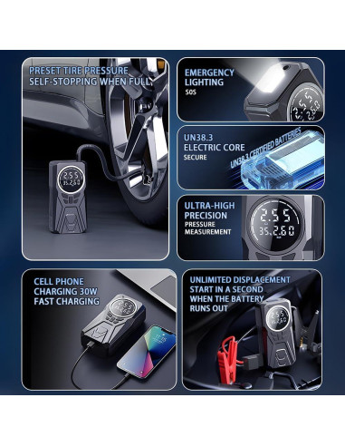 Arrancador de Coche HAONINYUE H03-1 con Compresor 3000A