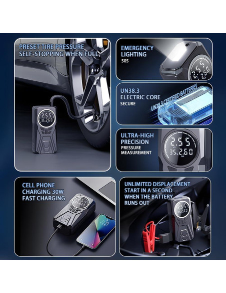 Arrancador de Coche HAONINYUE H03-1 con Compresor 3000A