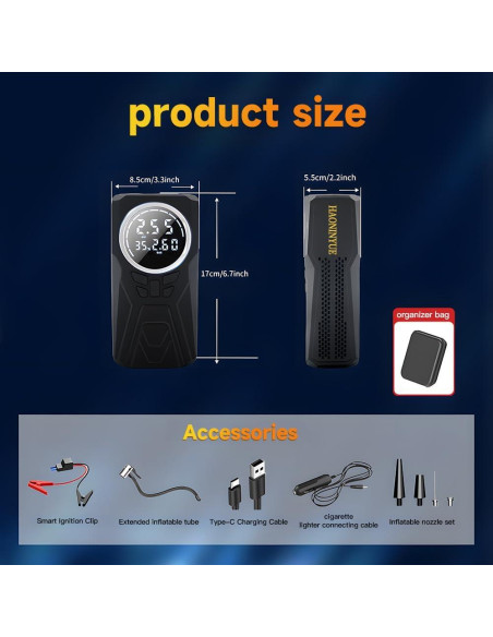 Arrancador de Coche HAONINYUE H03-1 con Compresor 3000A