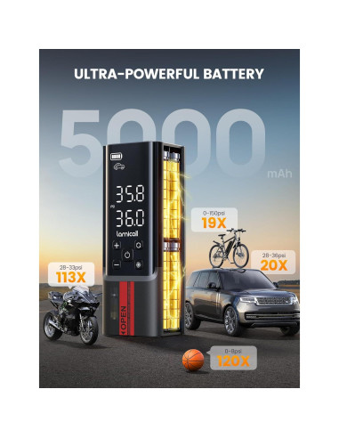 Inflador de Neumáticos Portátil Lamicall VHEP01-B2 150 PSI