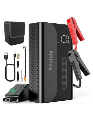 Arrancador de Salto Portátil Flisible 2000A con Compresor 150PSI