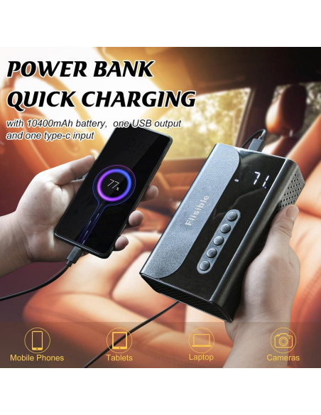 Arrancador de Salto Portátil Flisible 2000A con Compresor 150PSI