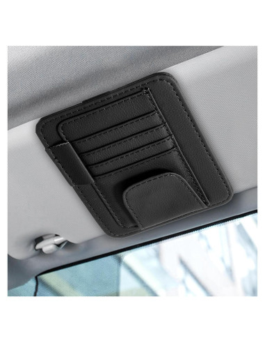 Organizador de Visera de Auto YBEATY de Cuero Negro 15.5x12.5cm