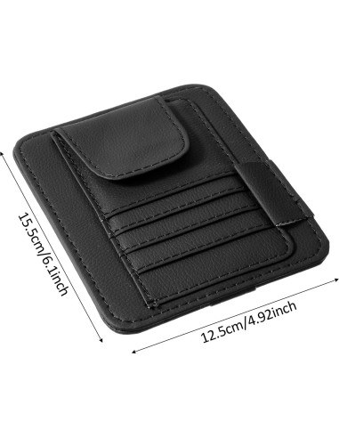 Organizador de Visera de Auto YBEATY de Cuero Negro 15.5x12.5cm