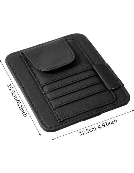 Organizador de Visera de Auto YBEATY de Cuero Negro 15.5x12.5cm
