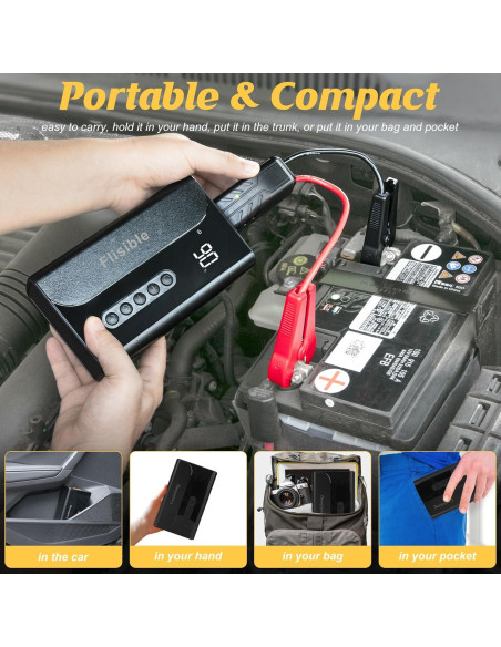 Arrancador de Salto Portátil Flisible 2000A con Compresor 150PSI