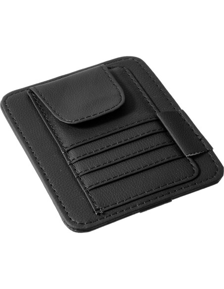 Organizador de Visera de Auto YBEATY de Cuero Negro 15.5x12.5cm