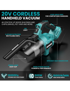 Aspiradora Inalámbrica GUNOZE 18V 500W HEPA 5 en 1 Portátil 2