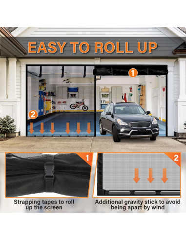 Pantalla Magnética para Garaje Mdavo 4.88x2.13m Cierre Fuerte