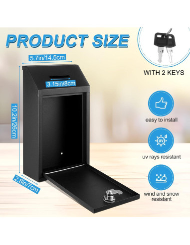 Caja de Donación de Metal Yaocom con Cerradura 26x14.5cm