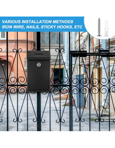 Caja de Donación de Metal Yaocom con Cerradura 26x14.5cm