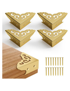 4 Protectores de Esquinas Metálicos RFORPLY Oro Vintage