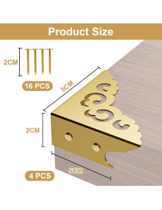 4 Protectores de Esquinas Metálicos RFORPLY Oro Vintage 2