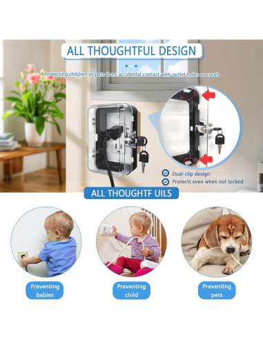 Caja de bloqueo de enchufe a prueba de niños - 1 paquete negro