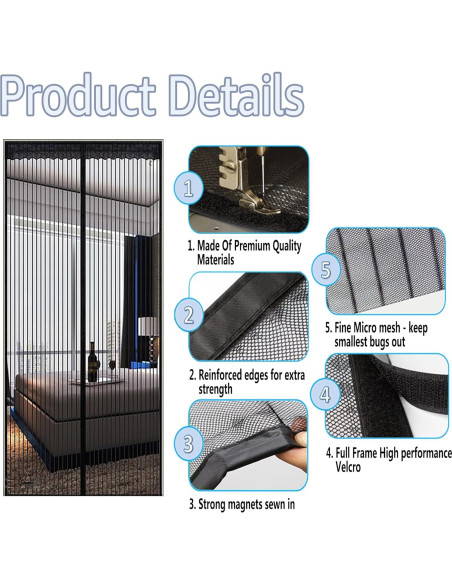 Cortina Magnética TheFitLife - Malla Resistente 60x80 cm