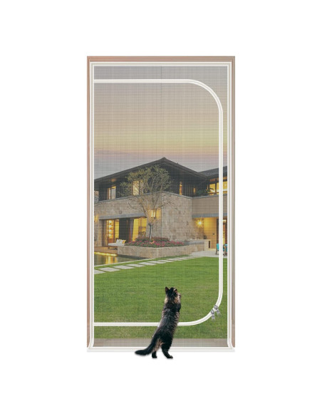 Puerta de Pantalla para Gatos QWR 32x80 cm Reforzada con Cremallera