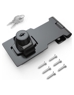 Cerradura de Hasp I-EASYDWW 7.62 cm con Llave y Gancho Negro