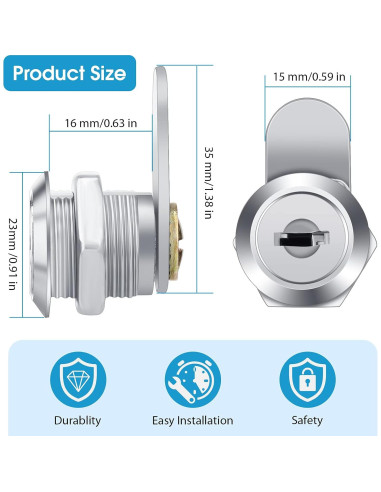 Juego de 16 Cerraduras de Gabinete Hotop con 32 Llaves 16 mm