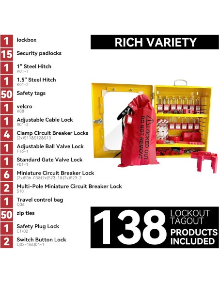 Kit de Bloqueo y Etiquetado BULANGDI 138 Piezas Seguridad Eléctrica